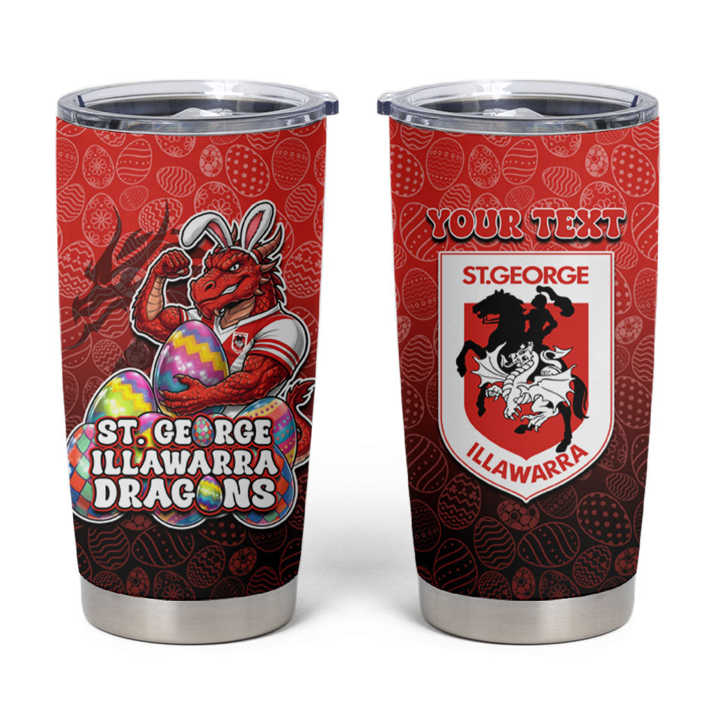 Personalized St. George Illawarra Dragons Tumbler Cup Easter Mascot - Colorful Eggs Cartoon Style