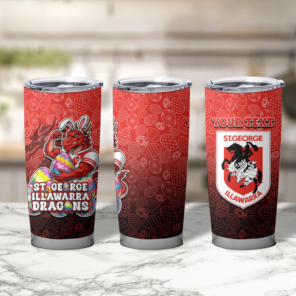 Personalized St. George Illawarra Dragons Tumbler Cup Easter Mascot - Colorful Eggs Cartoon Style