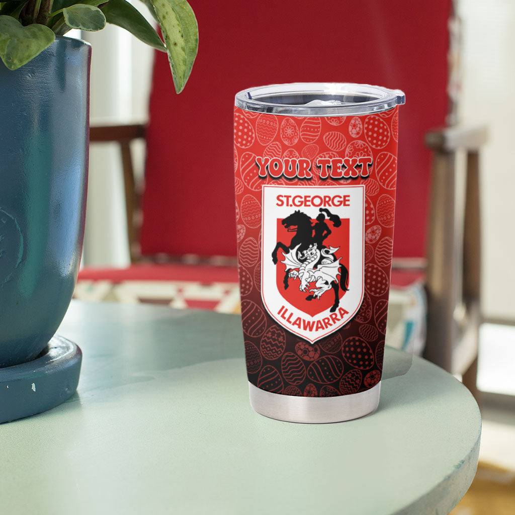 Personalized St. George Illawarra Dragons Tumbler Cup Easter Mascot - Colorful Eggs Cartoon Style