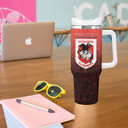 Personalized St. George Illawarra Dragons Tumbler With Handle Easter Mascot - Colorful Eggs Cartoon Style