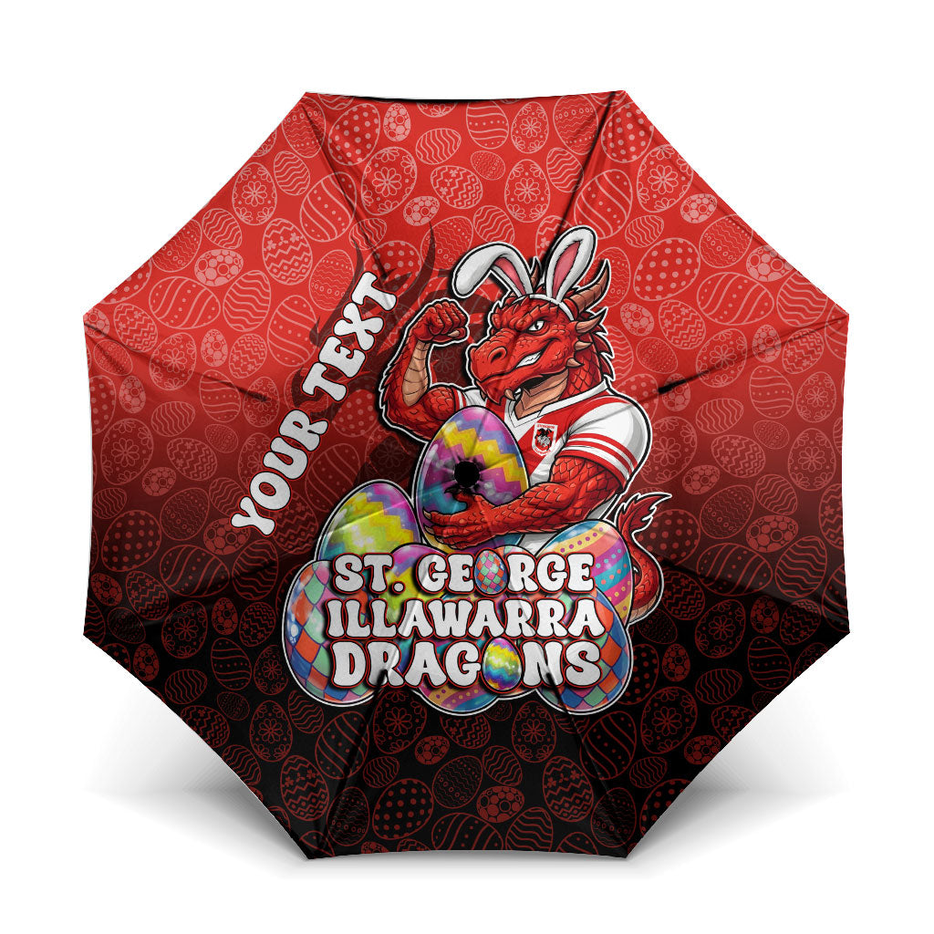 Personalized St. George Illawarra Dragons Umbrella Easter Mascot - Colorful Eggs Cartoon Style