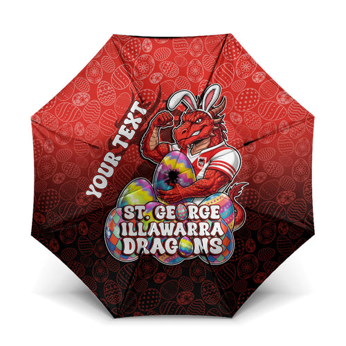 Personalized St. George Illawarra Dragons Umbrella Easter Mascot - Colorful Eggs Cartoon Style
