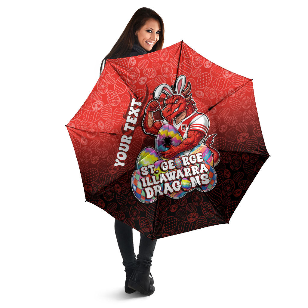 Personalized St. George Illawarra Dragons Umbrella Easter Mascot - Colorful Eggs Cartoon Style