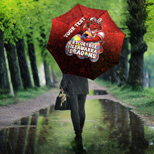Personalized St. George Illawarra Dragons Umbrella Easter Mascot - Colorful Eggs Cartoon Style