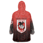 Personalized St. George Illawarra Dragons Wearable Blanket Hoodie Easter Mascot - Colorful Eggs Cartoon Style