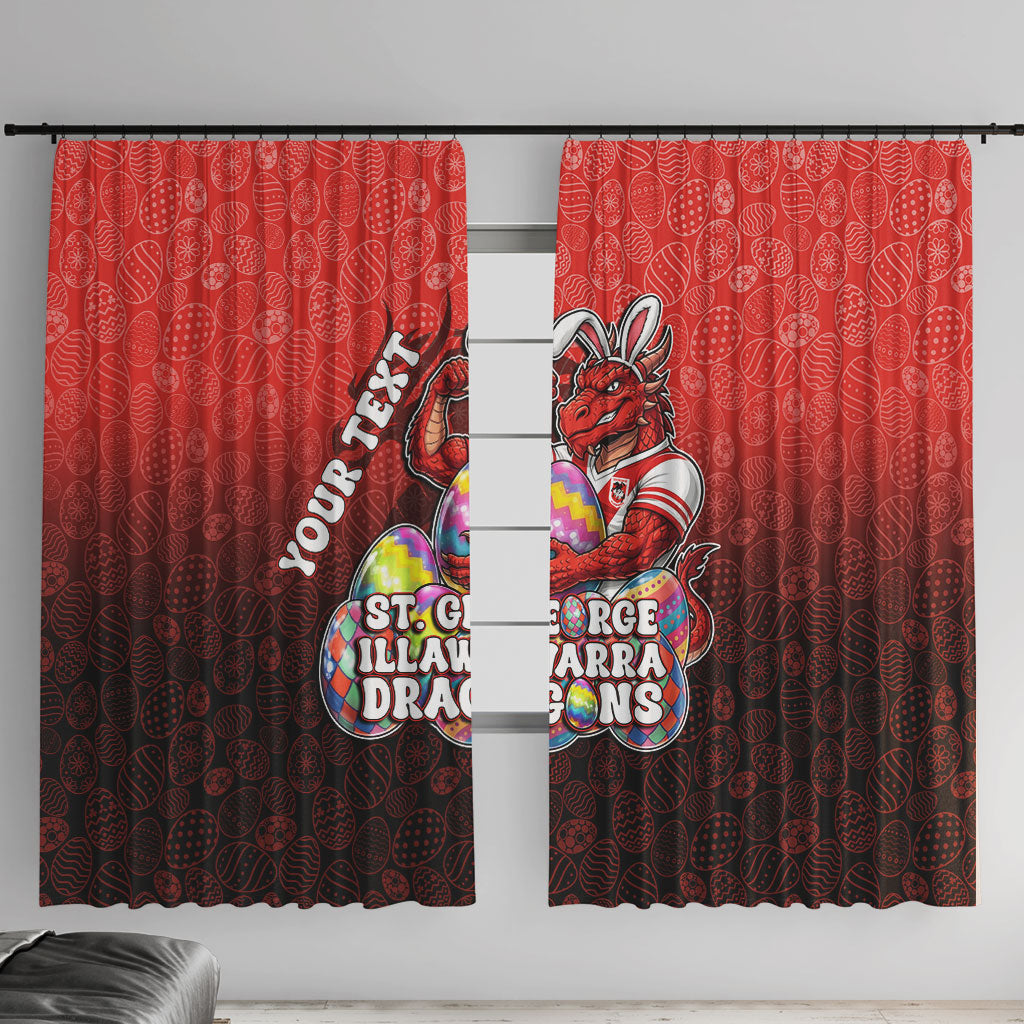 Personalized St. George Illawarra Dragons Window Curtain Easter Mascot - Colorful Eggs Cartoon Style