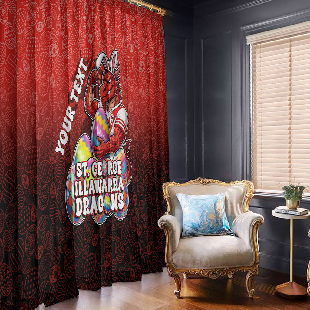 Personalized St. George Illawarra Dragons Window Curtain Easter Mascot - Colorful Eggs Cartoon Style