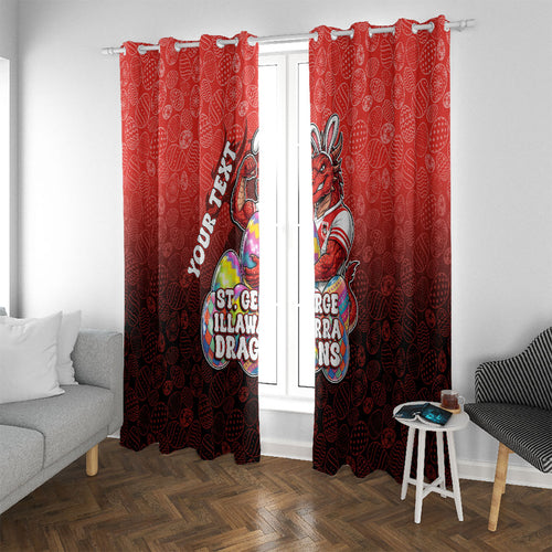 Personalized St. George Illawarra Dragons Window Curtain Easter Mascot - Colorful Eggs Cartoon Style