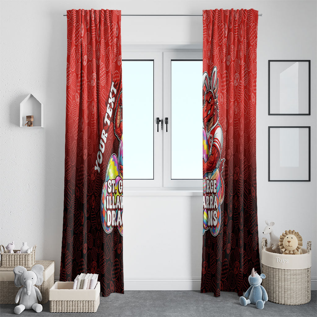 Personalized St. George Illawarra Dragons Window Curtain Easter Mascot - Colorful Eggs Cartoon Style