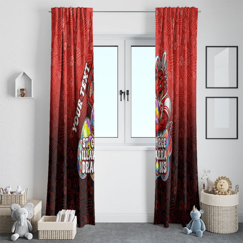 Personalized St. George Illawarra Dragons Window Curtain Easter Mascot - Colorful Eggs Cartoon Style