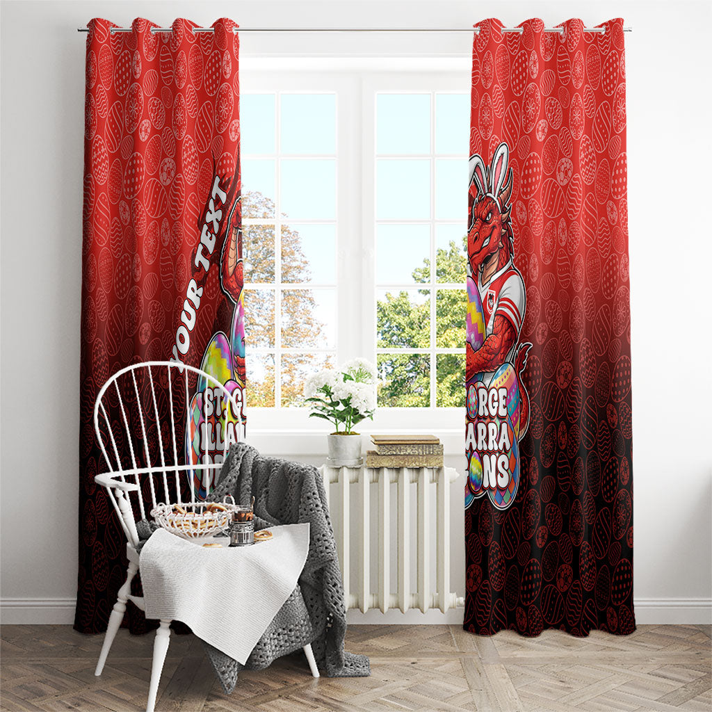 Personalized St. George Illawarra Dragons Window Curtain Easter Mascot - Colorful Eggs Cartoon Style