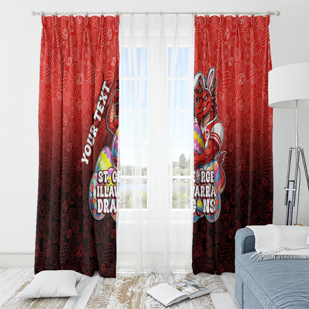 Personalized St. George Illawarra Dragons Window Curtain Easter Mascot - Colorful Eggs Cartoon Style