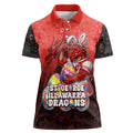 Personalized St. George Illawarra Dragons Women Polo Shirt Easter Mascot - Colorful Eggs Cartoon Style