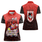Personalized St. George Illawarra Dragons Women Polo Shirt Easter Mascot - Colorful Eggs Cartoon Style