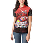 Personalized St. George Illawarra Dragons Women Polo Shirt Easter Mascot - Colorful Eggs Cartoon Style