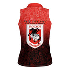 Personalized St. George Illawarra Dragons Women Sleeveless Polo Shirt Easter Mascot - Colorful Eggs Cartoon Style