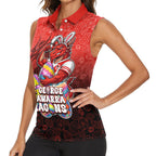 Personalized St. George Illawarra Dragons Women Sleeveless Polo Shirt Easter Mascot - Colorful Eggs Cartoon Style