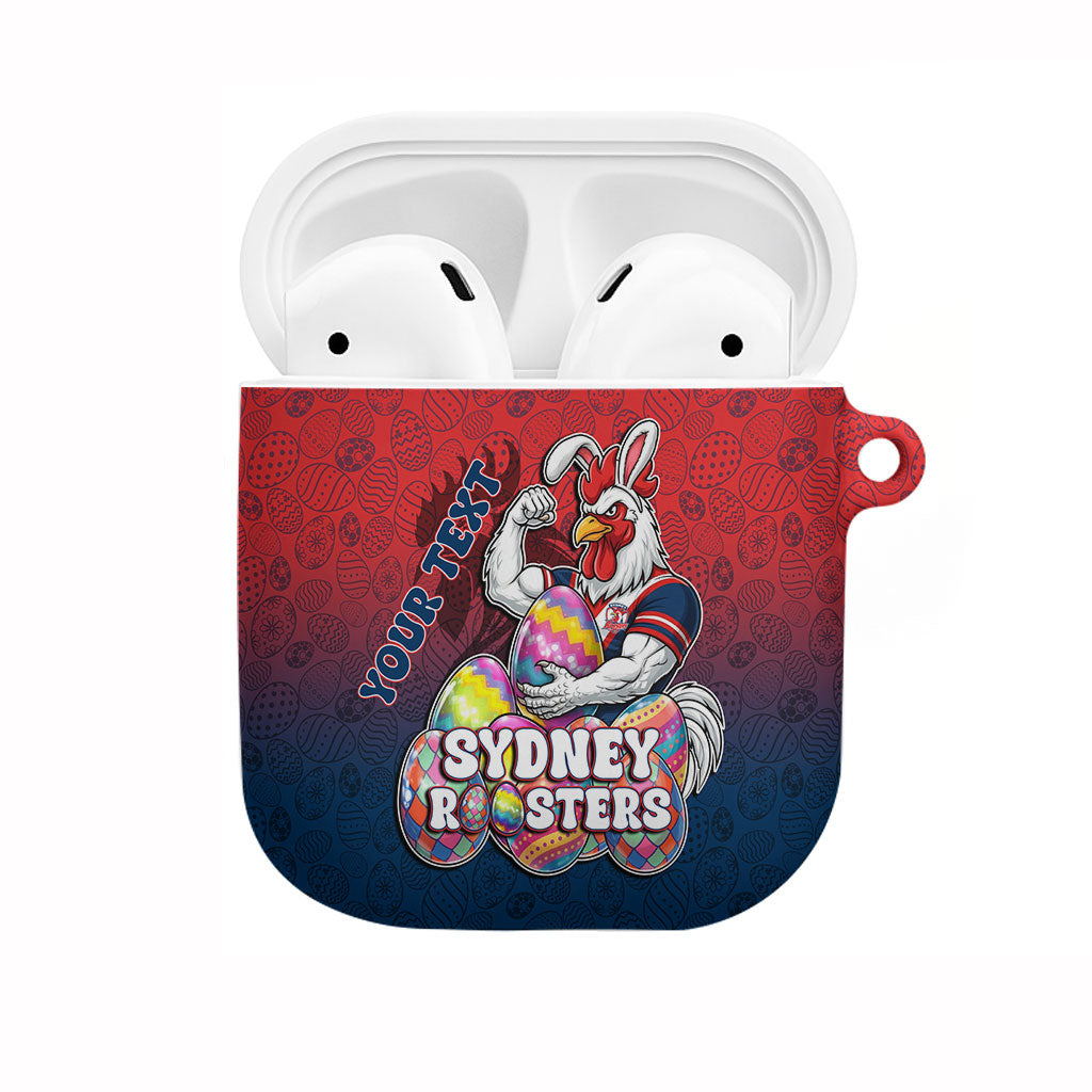 Personalized Sydney Roosters AirPods Case Easter Mascot - Colorful Eggs Cartoon Style