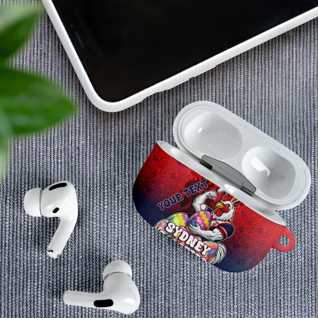 Personalized Sydney Roosters AirPods Case Easter Mascot - Colorful Eggs Cartoon Style