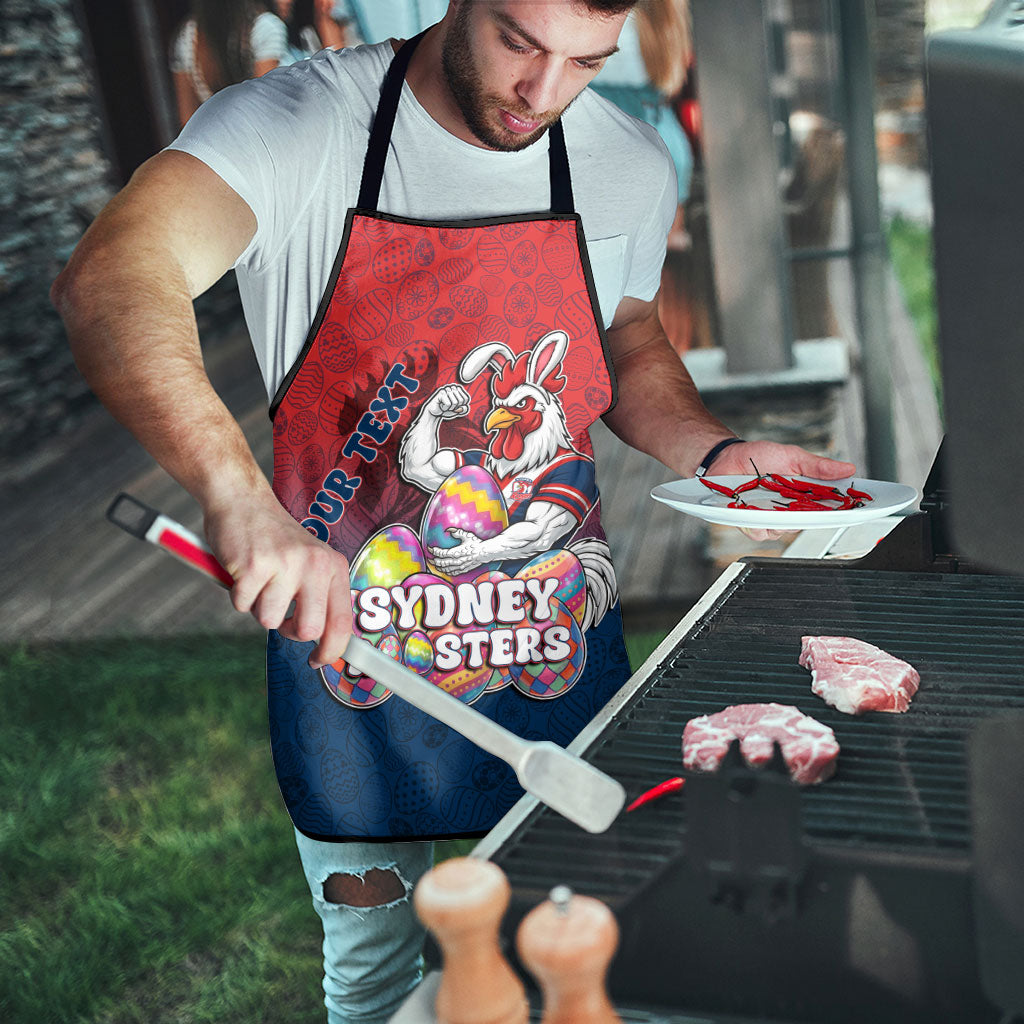 Personalized Sydney Roosters Apron Easter Mascot - Colorful Eggs Cartoon Style