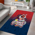 Personalized Sydney Roosters Area Rug Easter Mascot - Colorful Eggs Cartoon Style