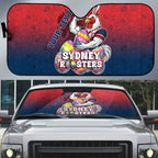 Personalized Sydney Roosters Auto Sun Shade Easter Mascot - Colorful Eggs Cartoon Style