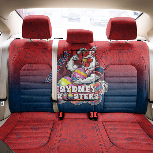 Personalized Sydney Roosters Back Car Seat Cover Easter Mascot - Colorful Eggs Cartoon Style
