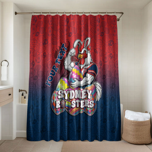Personalized Sydney Roosters Bathroom Set Easter Mascot - Colorful Eggs Cartoon Style