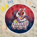 Personalized Sydney Roosters Beach Blanket Easter Mascot - Colorful Eggs Cartoon Style