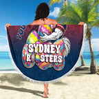 Personalized Sydney Roosters Beach Blanket Easter Mascot - Colorful Eggs Cartoon Style