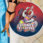 Personalized Sydney Roosters Beach Blanket Easter Mascot - Colorful Eggs Cartoon Style