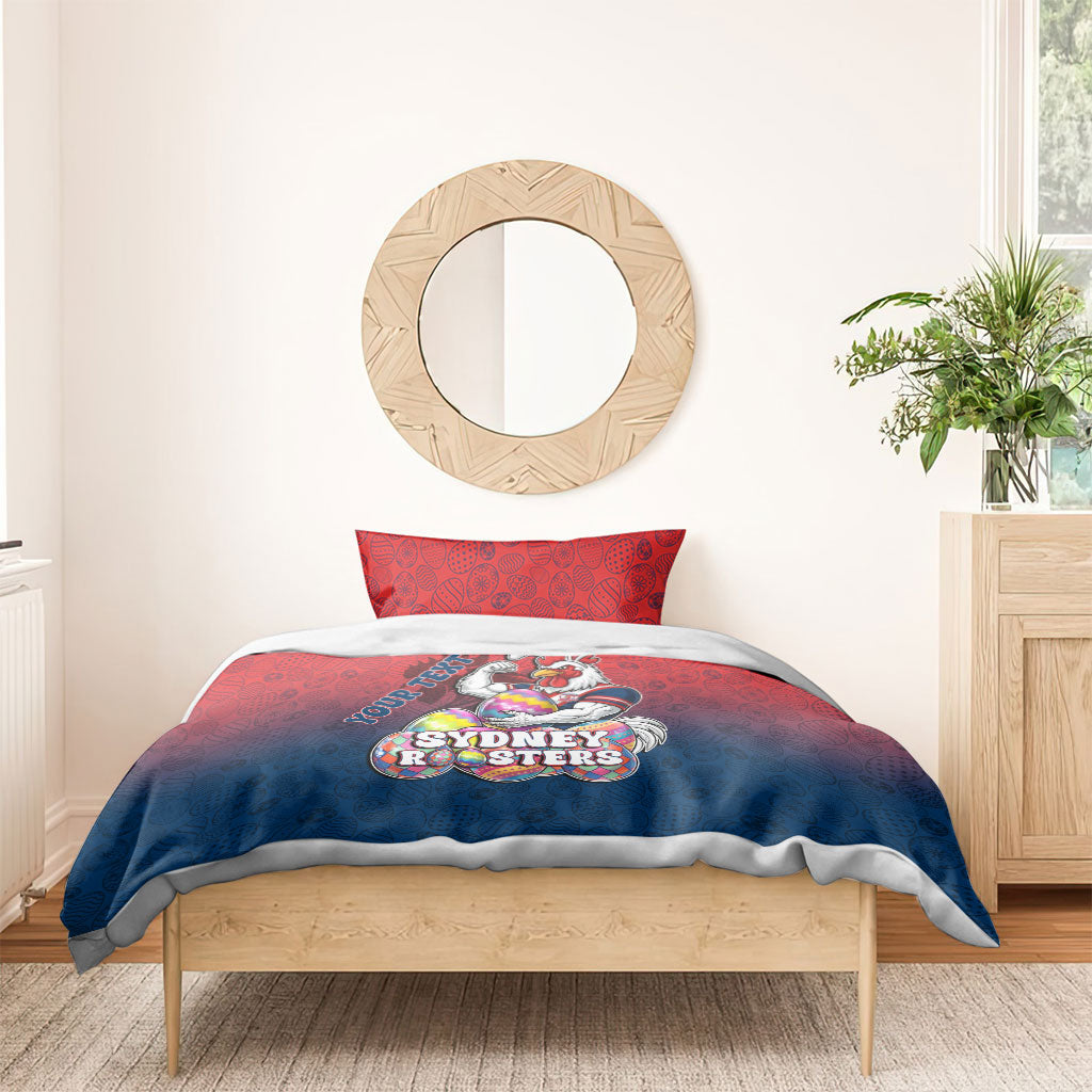 Personalized Sydney Roosters Bedding Set Easter Mascot - Colorful Eggs Cartoon Style