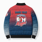 Personalized Sydney Roosters Bomber Puffer Jacket Easter Mascot - Colorful Eggs Cartoon Style