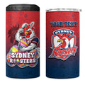 Personalized Sydney Roosters 4 in 1 Can Cooler Tumbler Easter Mascot - Colorful Eggs Cartoon Style