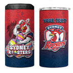 Personalized Sydney Roosters 4 in 1 Can Cooler Tumbler Easter Mascot - Colorful Eggs Cartoon Style