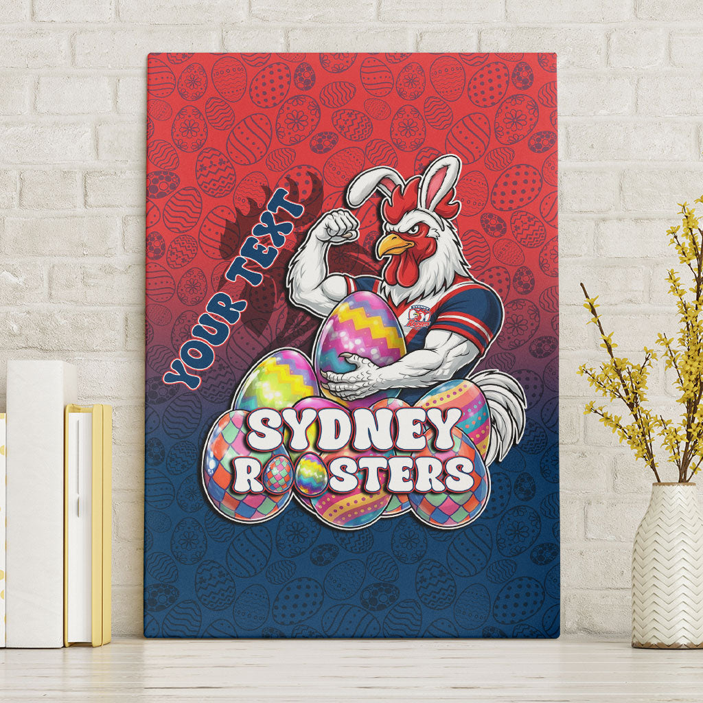 Personalized Sydney Roosters Canvas Wall Art Easter Mascot - Colorful Eggs Cartoon Style