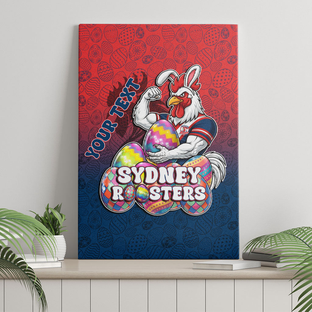 Personalized Sydney Roosters Canvas Wall Art Easter Mascot - Colorful Eggs Cartoon Style