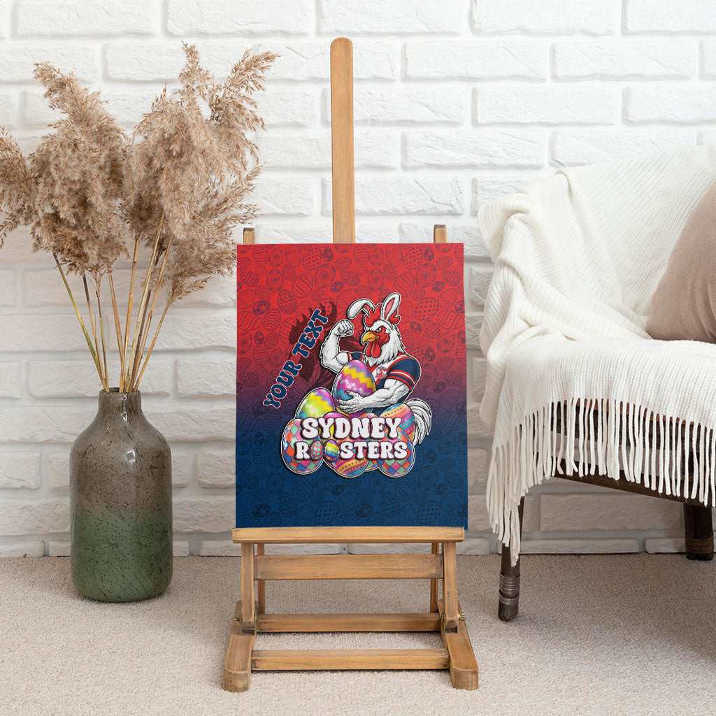 Personalized Sydney Roosters Canvas Wall Art Easter Mascot - Colorful Eggs Cartoon Style