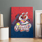 Personalized Sydney Roosters Canvas Wall Art Easter Mascot - Colorful Eggs Cartoon Style