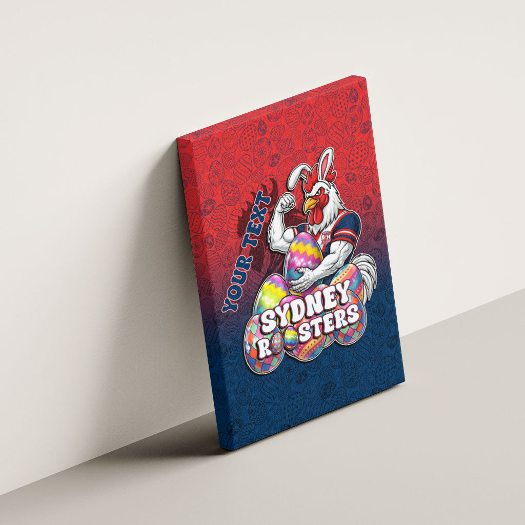 Personalized Sydney Roosters Canvas Wall Art Easter Mascot - Colorful Eggs Cartoon Style