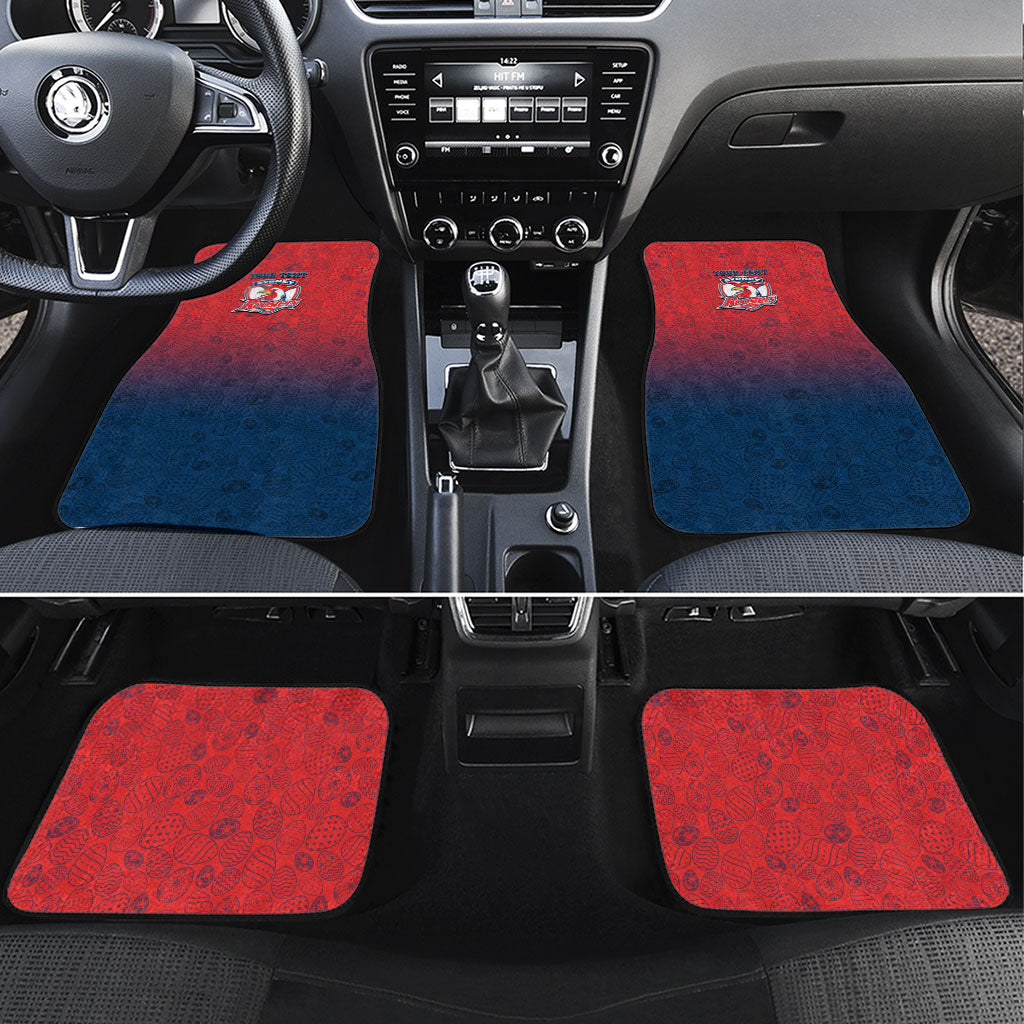 Personalized Sydney Roosters Car Mats Easter Mascot - Colorful Eggs Cartoon Style