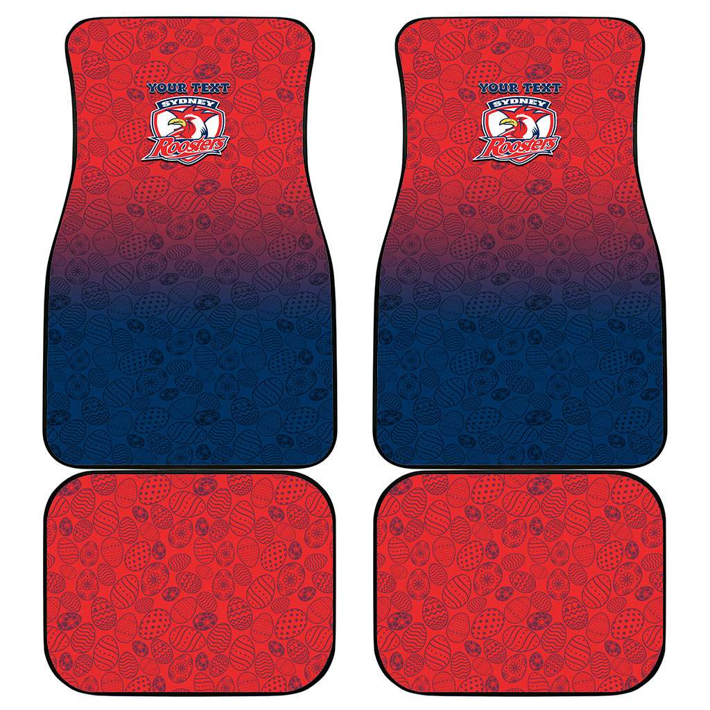 Personalized Sydney Roosters Car Mats Easter Mascot - Colorful Eggs Cartoon Style