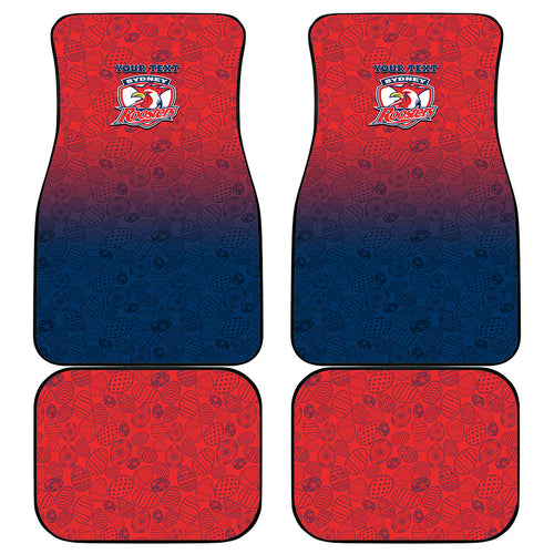 Personalized Sydney Roosters Car Mats Easter Mascot - Colorful Eggs Cartoon Style