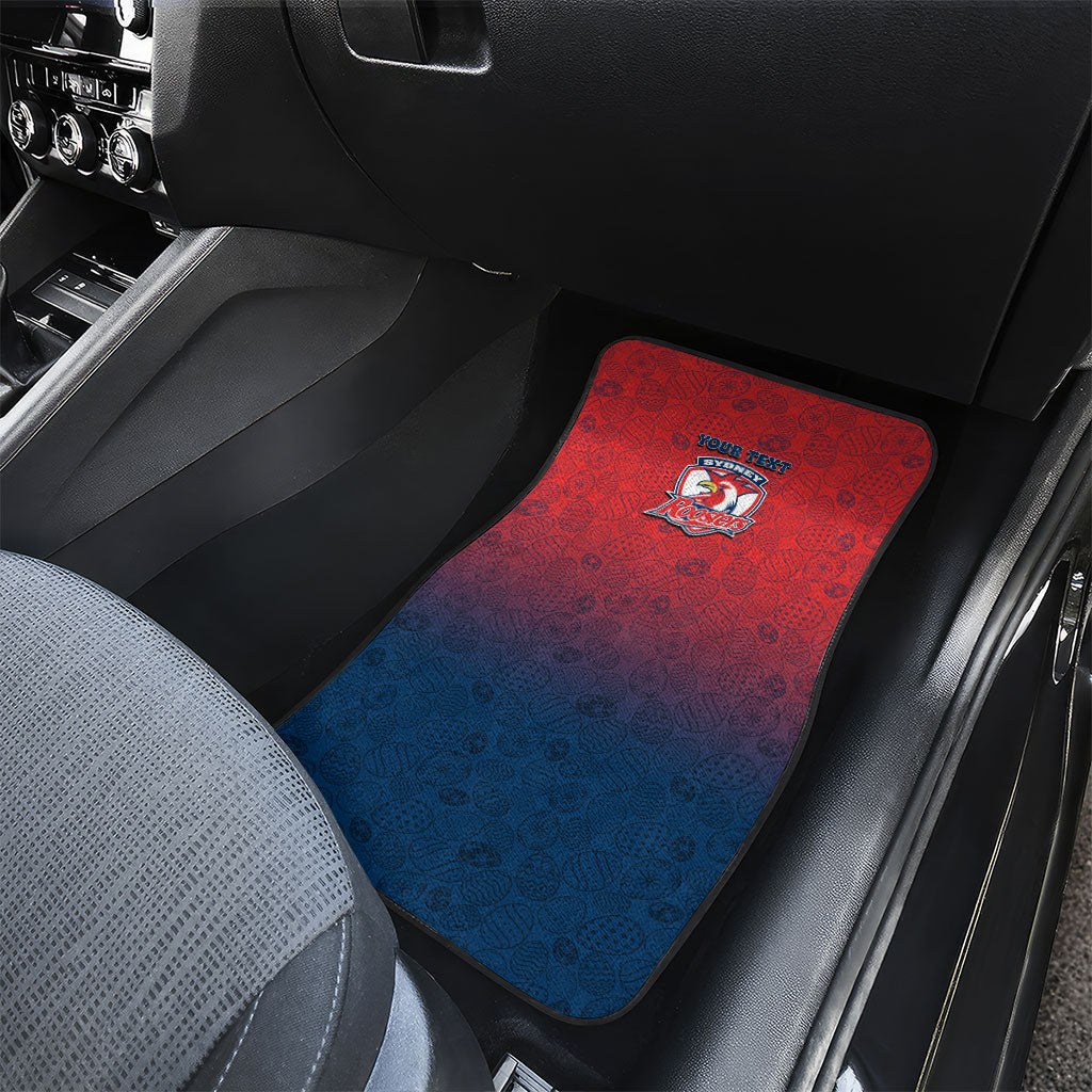Personalized Sydney Roosters Car Mats Easter Mascot - Colorful Eggs Cartoon Style