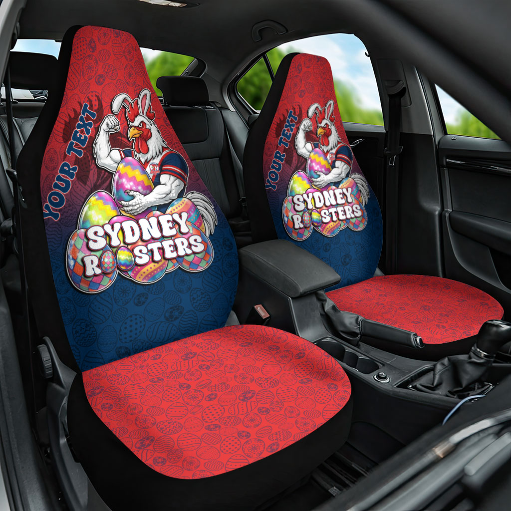 Personalized Sydney Roosters Car Seat Cover Easter Mascot - Colorful Eggs Cartoon Style