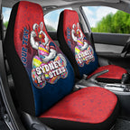 Personalized Sydney Roosters Car Seat Cover Easter Mascot - Colorful Eggs Cartoon Style