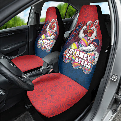 Personalized Sydney Roosters Car Seat Cover Easter Mascot - Colorful Eggs Cartoon Style