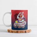 Personalized Sydney Roosters Ceramic Mug Easter Mascot - Colorful Eggs Cartoon Style