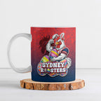 Personalized Sydney Roosters Ceramic Mug Easter Mascot - Colorful Eggs Cartoon Style