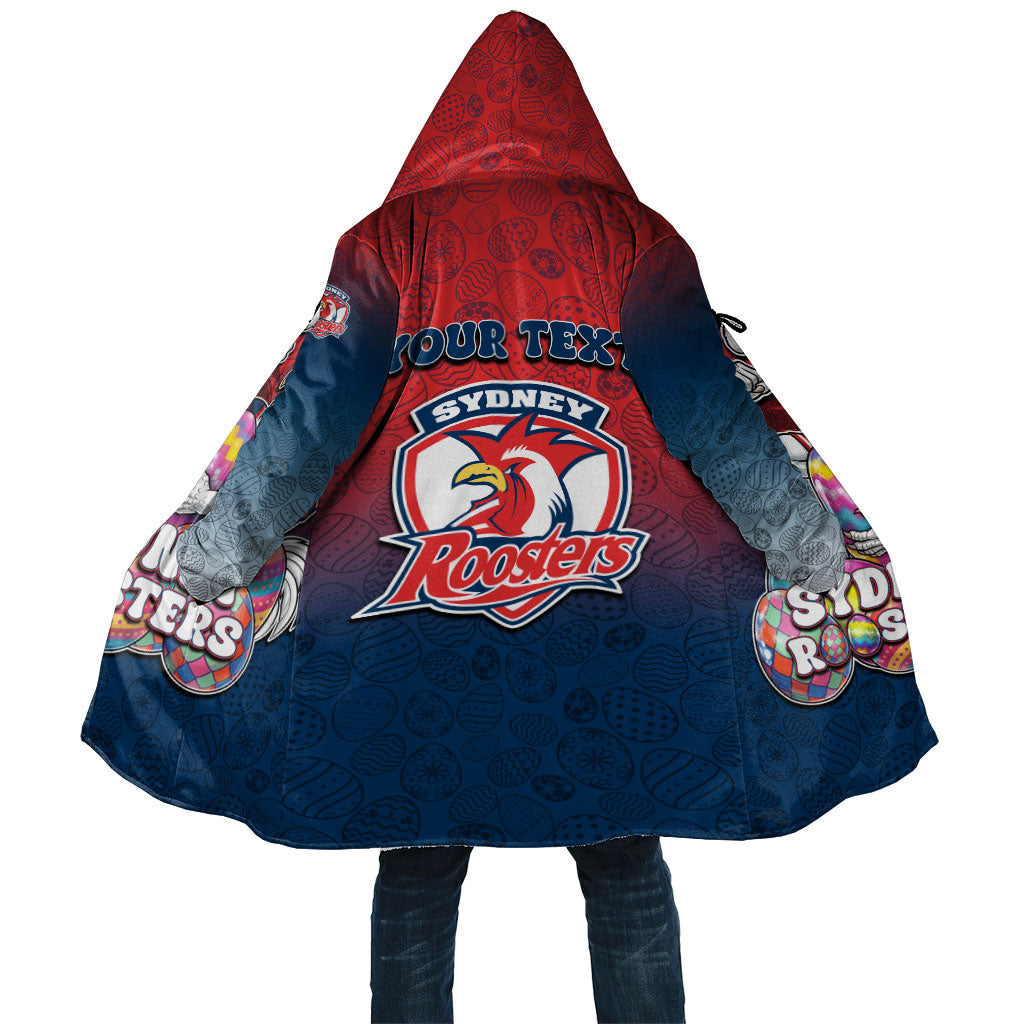 Personalized Sydney Roosters Cloak Easter Mascot - Colorful Eggs Cartoon Style
